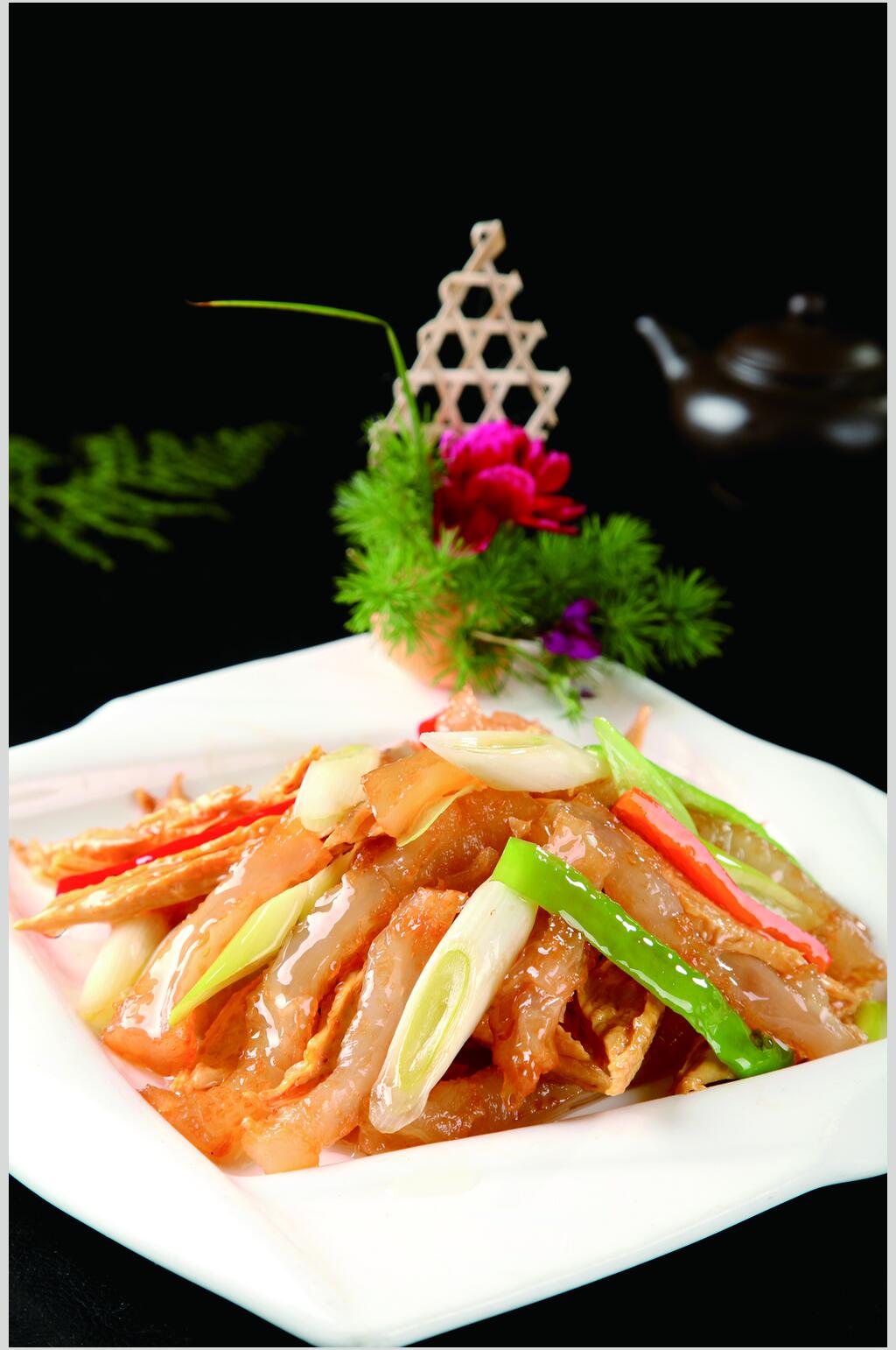 京葱支竹烧蹄筋美食食物图片素材