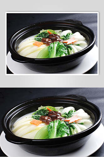 鱼汤杂菜煲高清图片