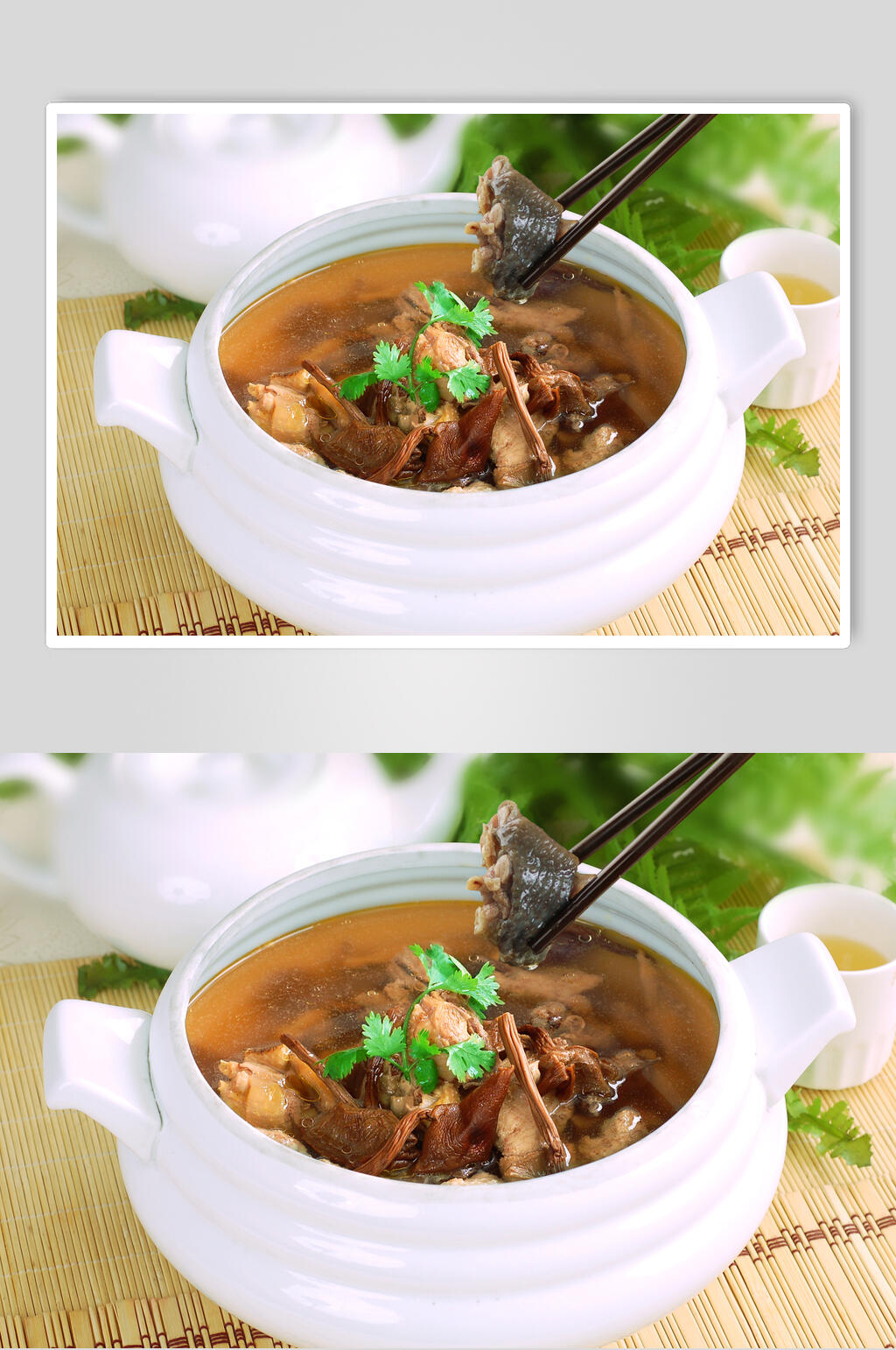 茶树菇炖土鸡美食摄影图片素材