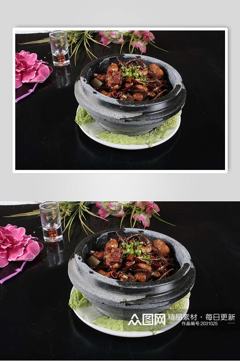 石锅茶菇鸡美食食品图片素材