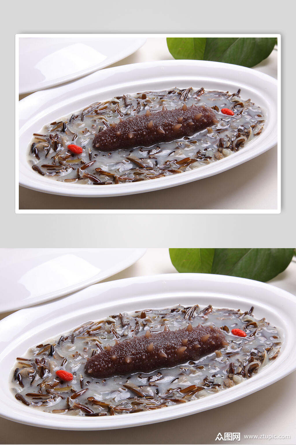 冰湖野米扣活辽参美食摄影图片素材