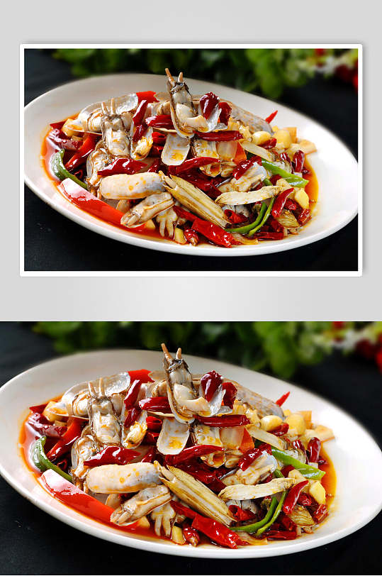 香辣蛏子美食摄影图片