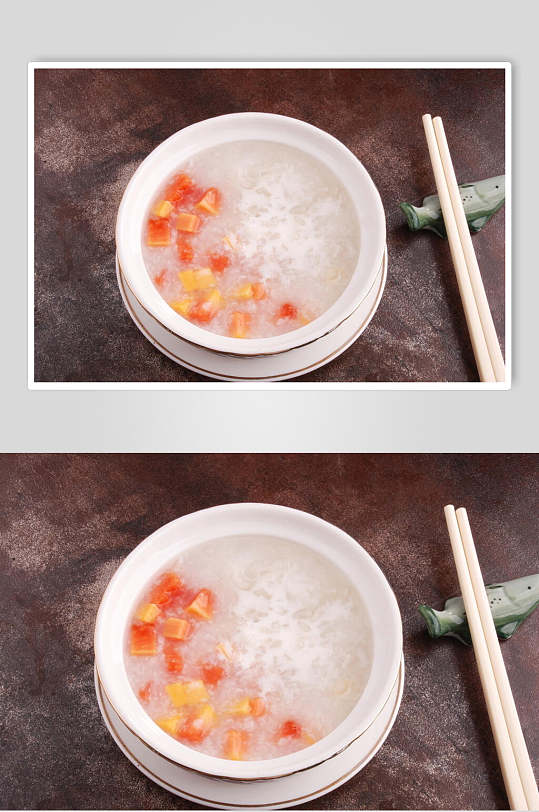 营养美味木瓜雪蛤粥美食食品图片