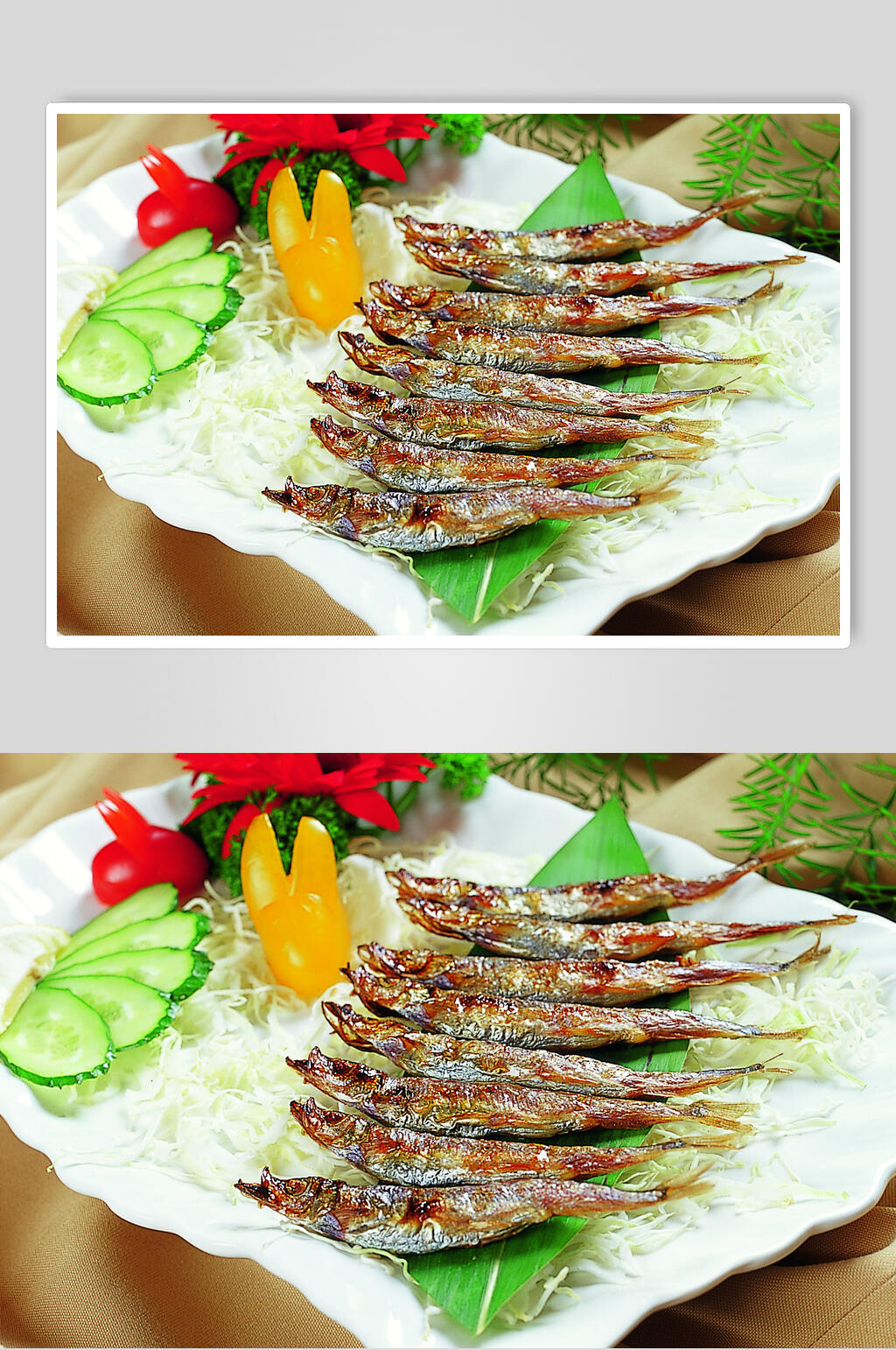 新鲜盐烧多春鱼美食摄影图片素材