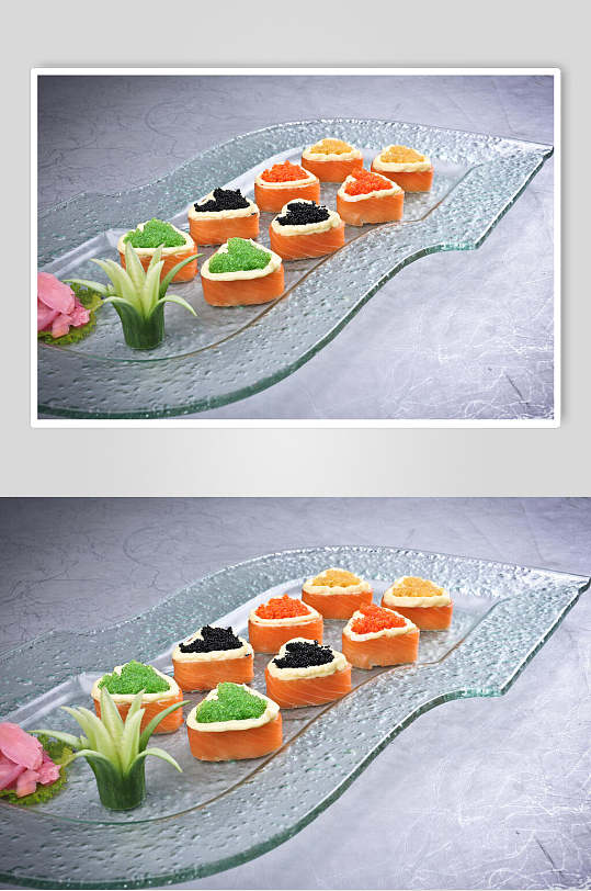 三文鱼蟹籽卷美食食品图片