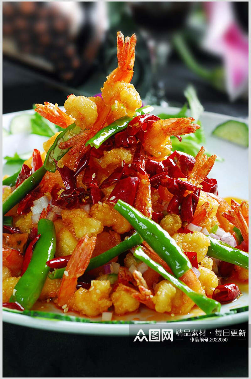 热菜海鲜香辣虾美食摄影图片素材