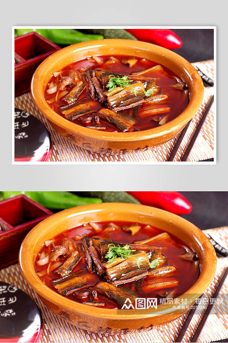 川菜面筋鳝段食品摄影图片素材