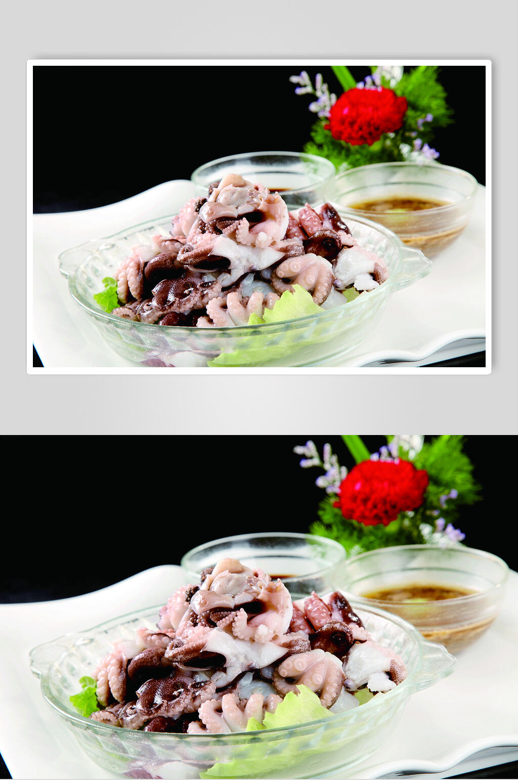 新鲜双味八爪鱼食物高清图片素材