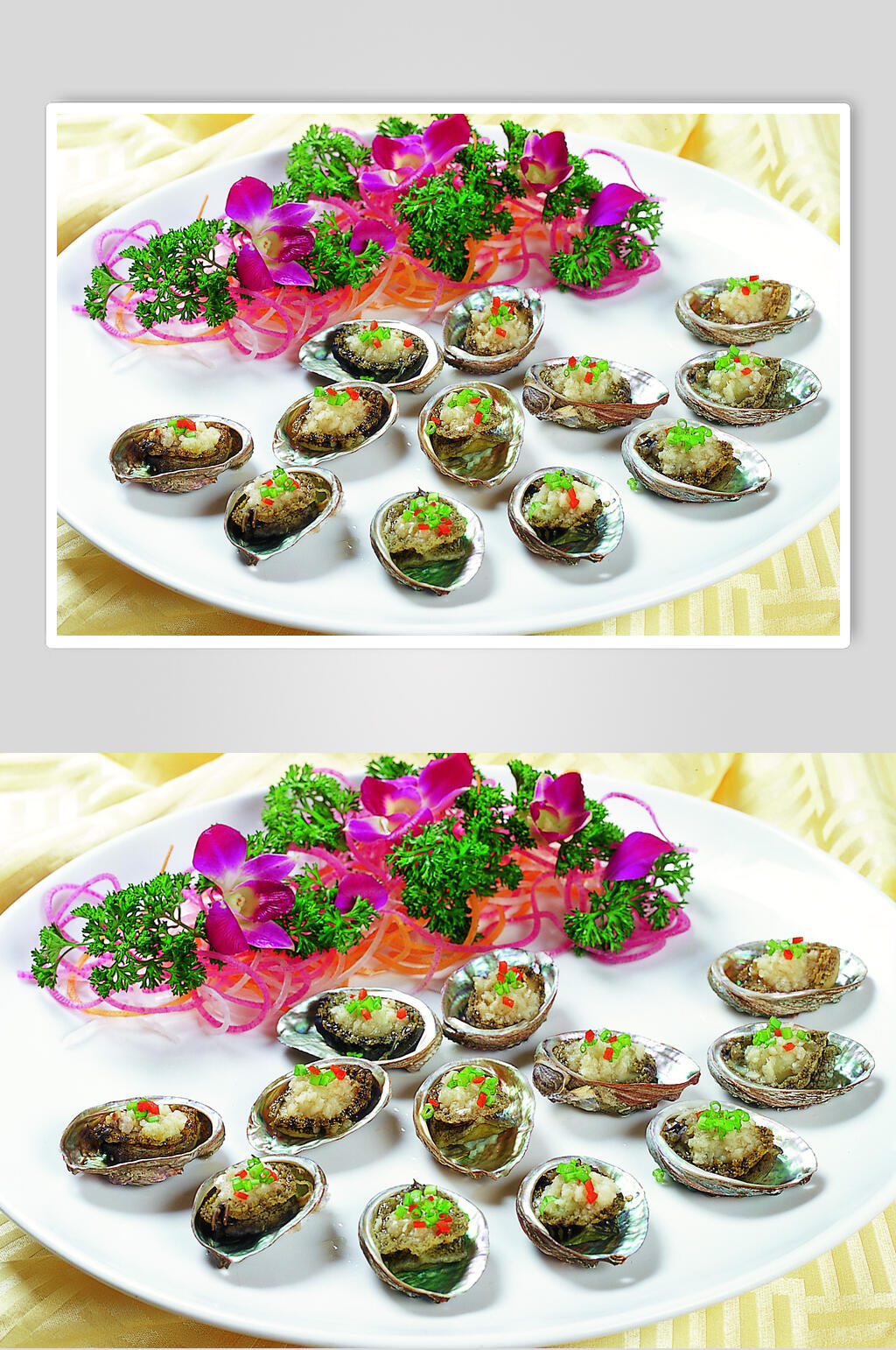 美味蒜茸粉丝蒸鲜鲍食物图片素材