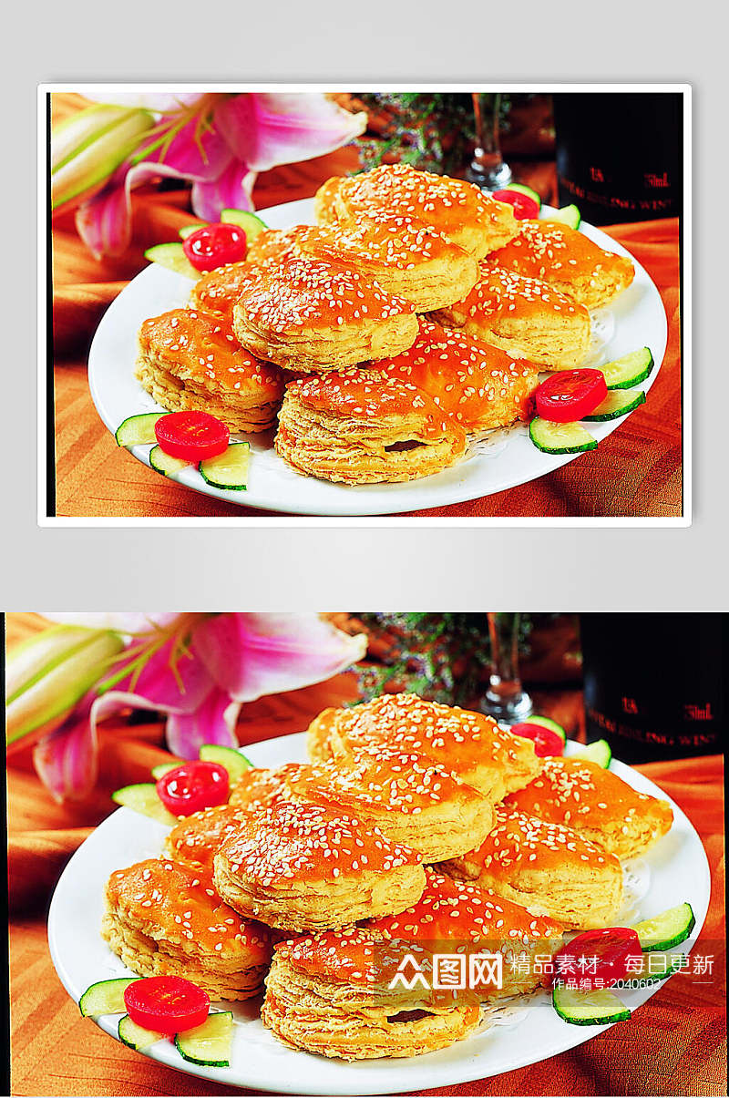 金黄火烧饼元例美食食物图片素材