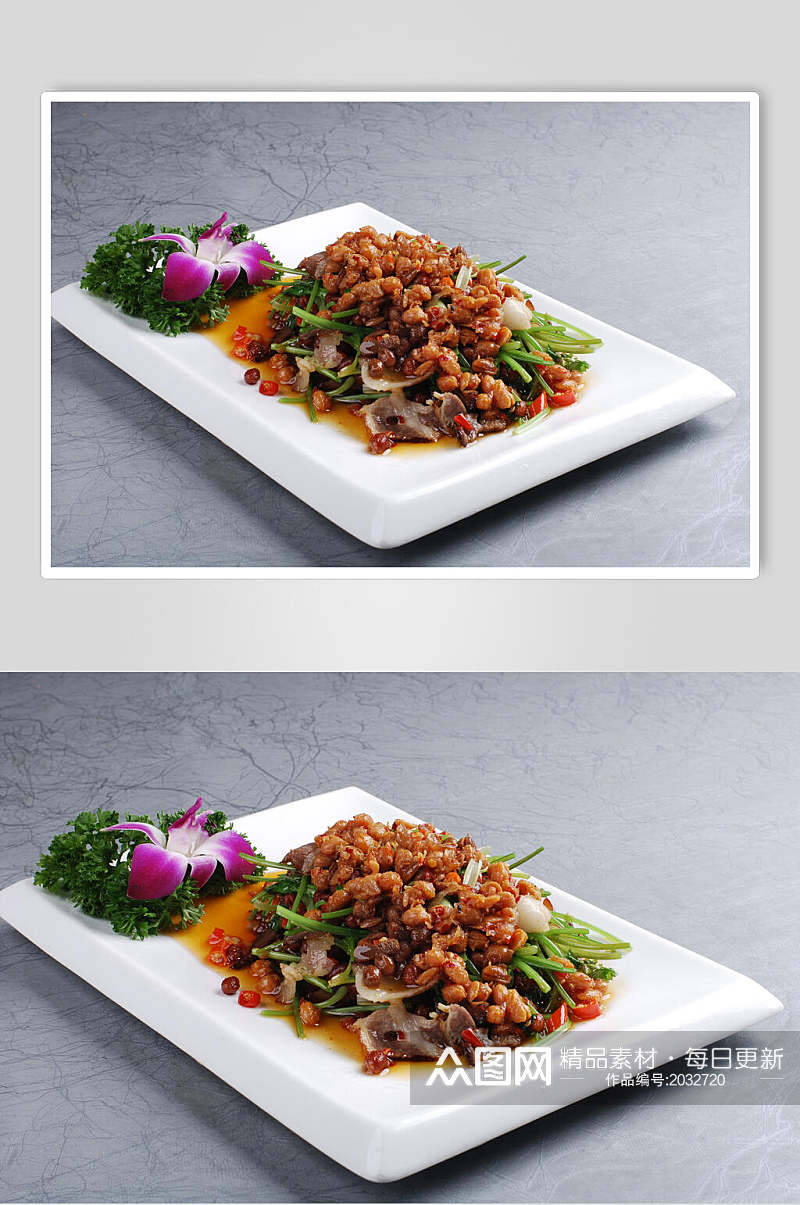 香菜腊肉炒腊八豆食物摄影图片素材