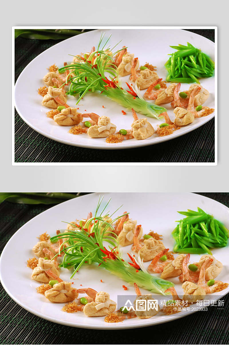 瑶柱腐包虾美食摄影图片素材