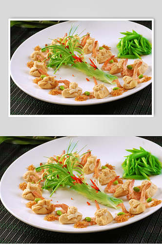 瑶柱腐包虾美食摄影图片