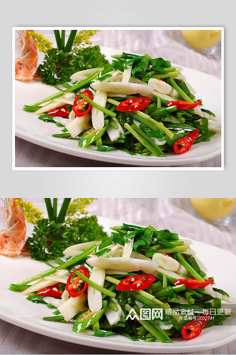 韭菜炒罗汉笋食物摄影图片素材