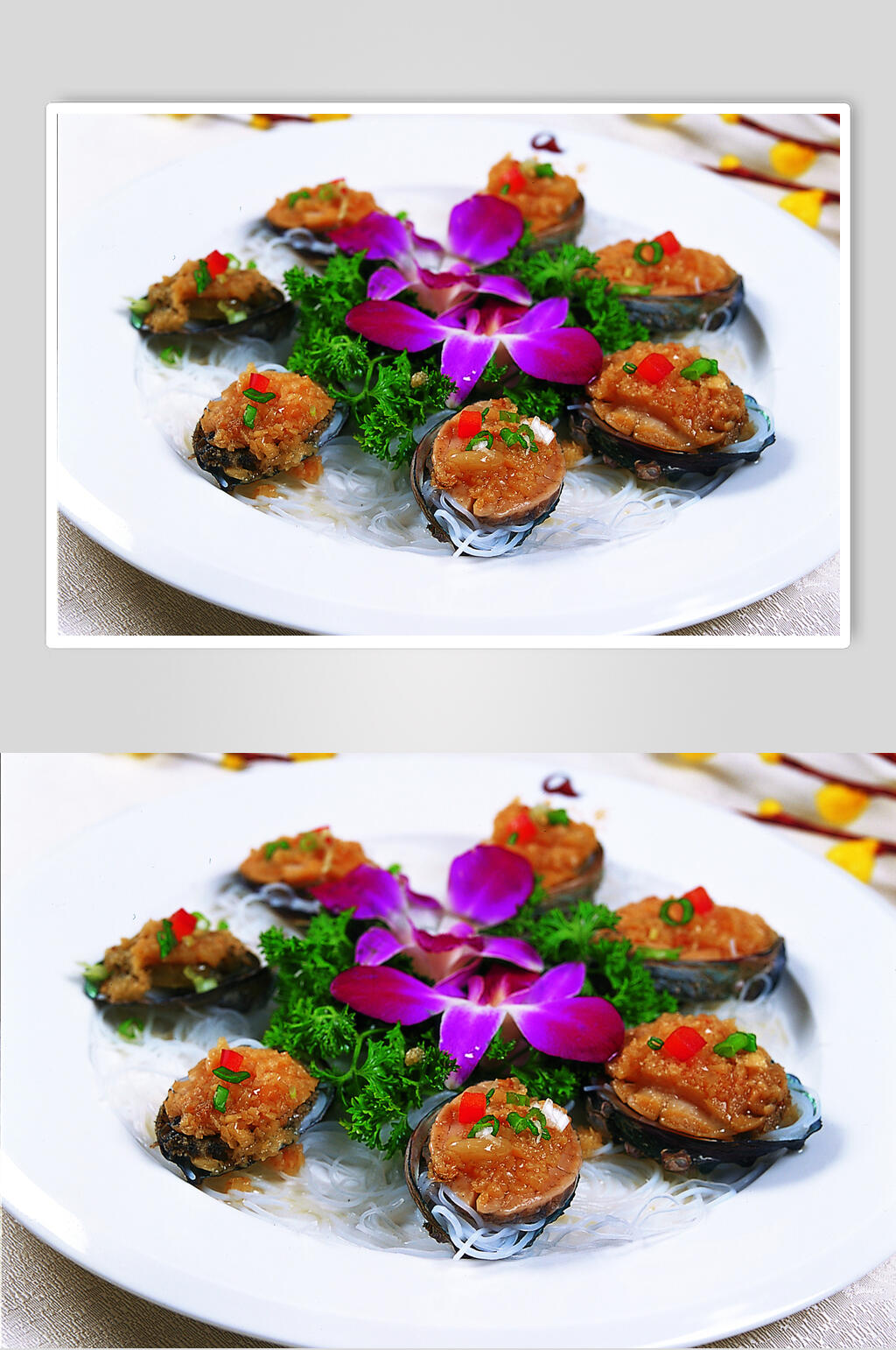 招牌金银蒜蒸大连鲍食物图片素材