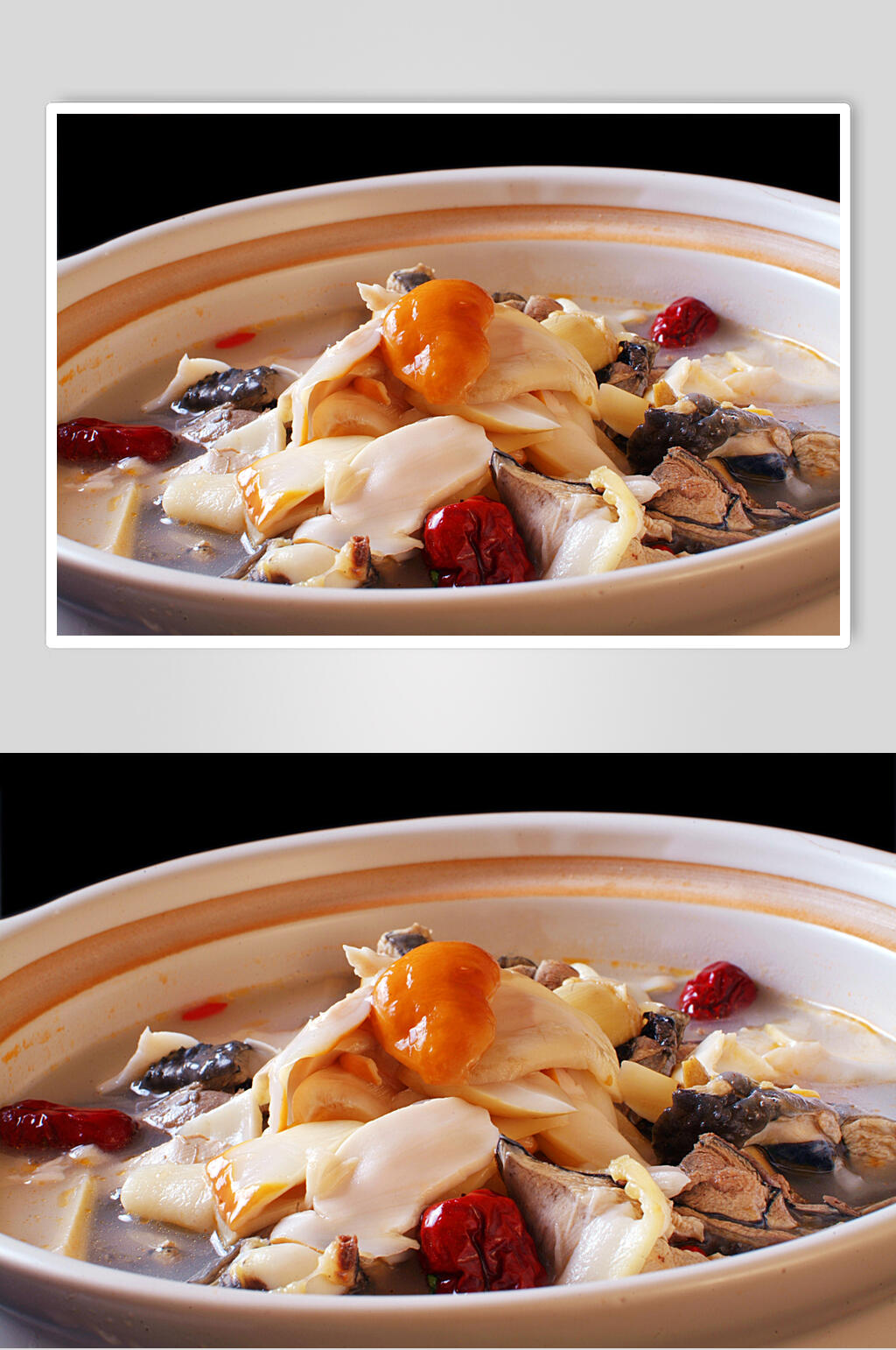 热菜野菌乌鸡煲美食图片素材