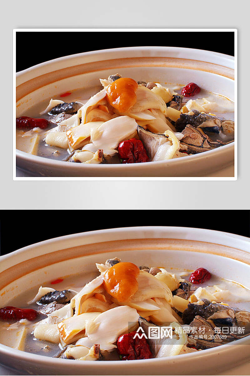 热菜野菌乌鸡煲美食图片素材