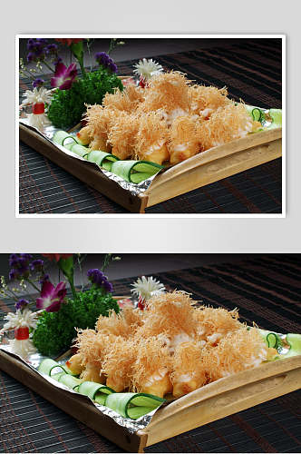 薯条金丝虾美食摄影图片