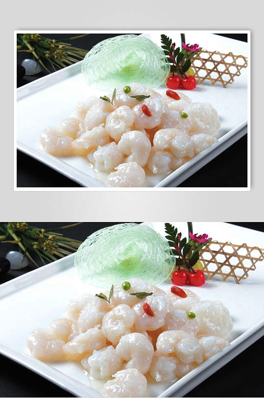 新鲜龙井虾仁食品摄影图片