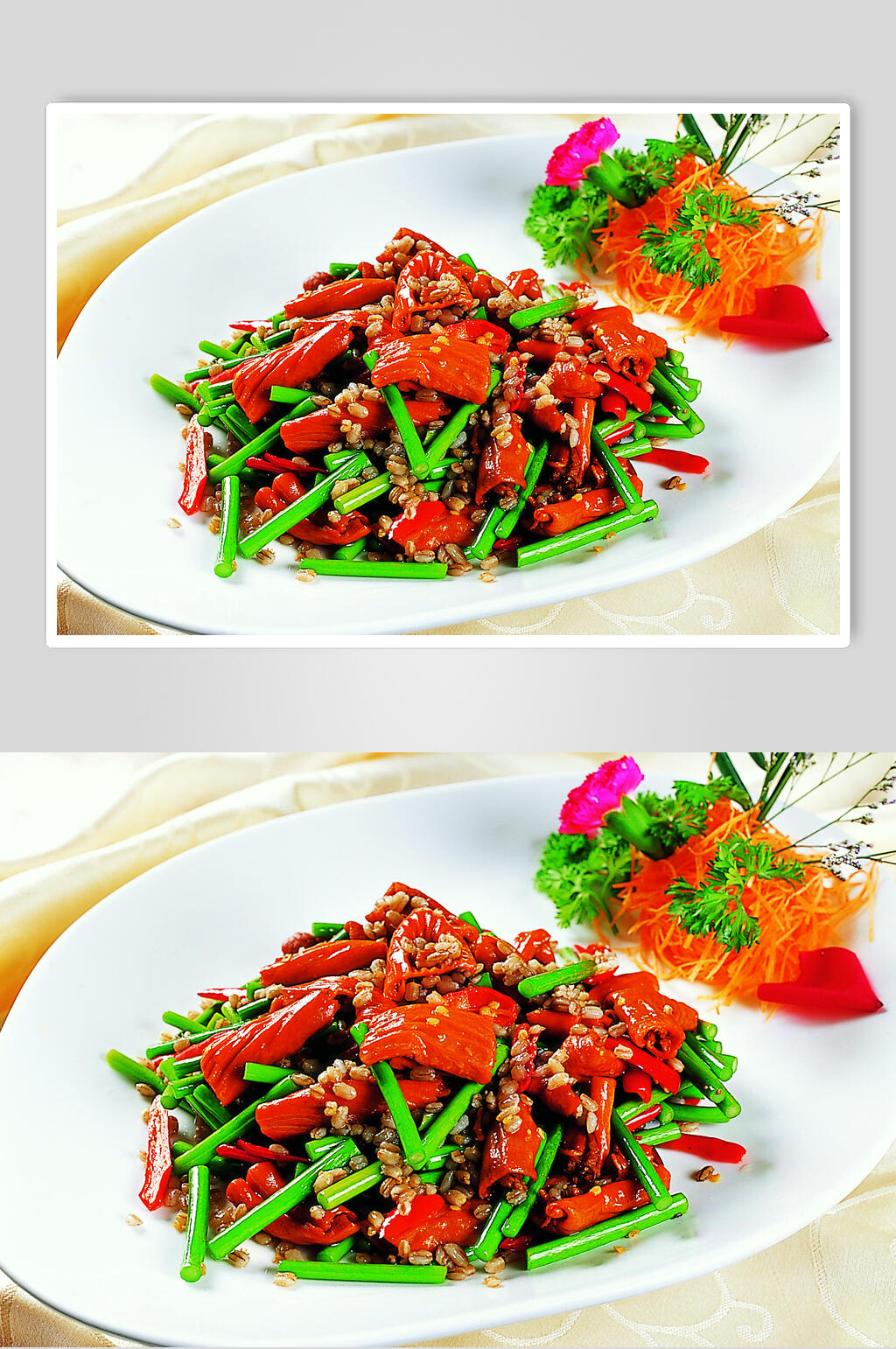 麦仁炒鹅肠美食图片素材