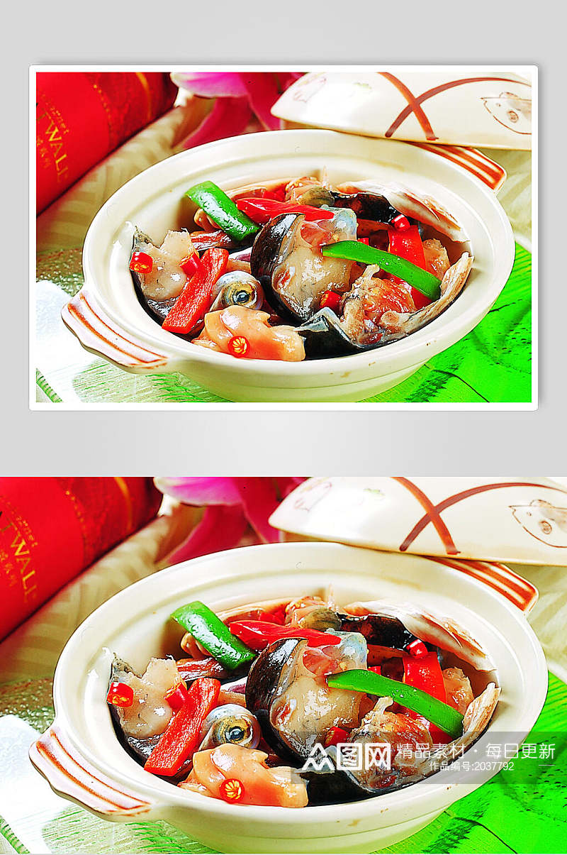 香辣砂锅鱼头煲食物摄影图片素材