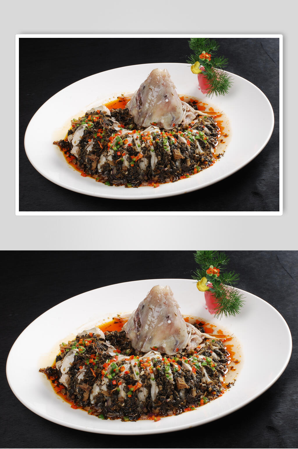 梅菜蒸江团美食摄影图片素材