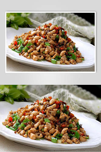 鸡米芽菜美食摄影图片