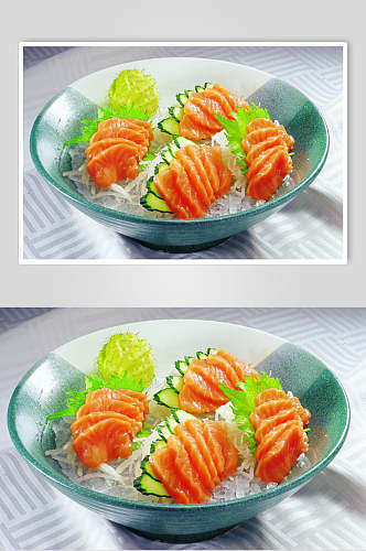 海鲜生鱼片刺身三文鱼食物高清图片