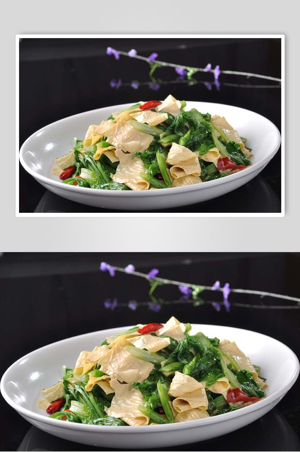 小白菜炒豆皮美食图片素材