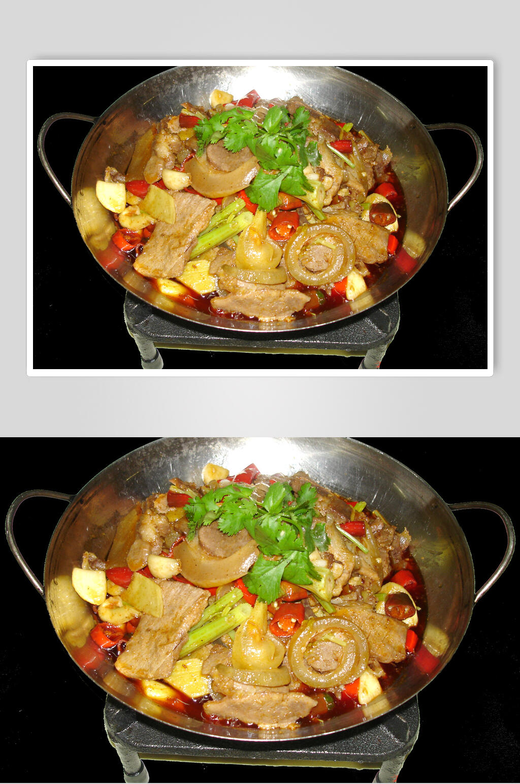 干锅带皮黄牛肉食品摄影图片素材
