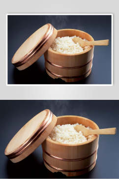 美味木桶饭蒸米饭食物图片