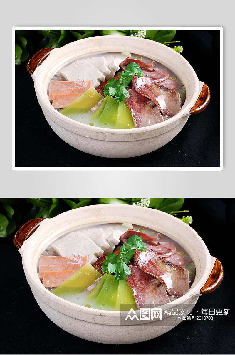 砂锅鸭架汤美食摄影图片素材