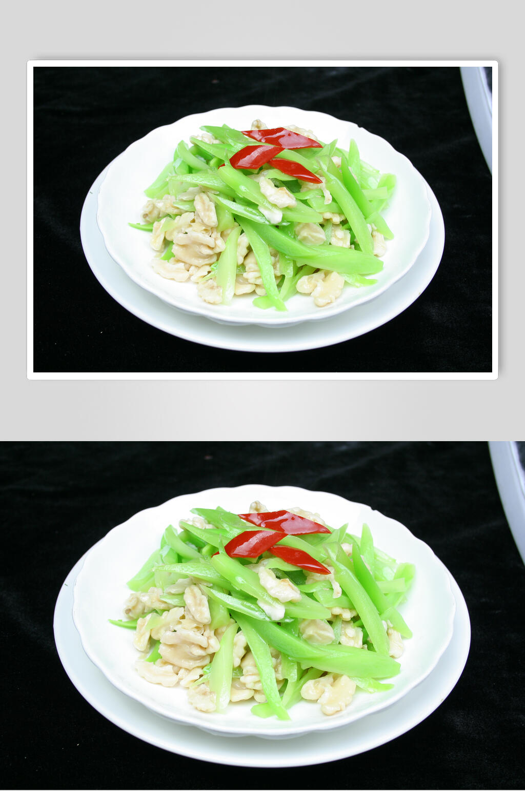 鲜桃仁炒芥兰食品摄影图片素材