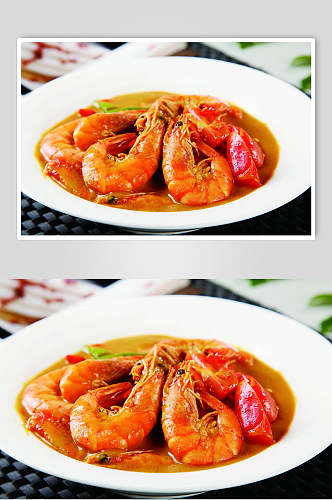 马来咖喱虾食物摄影图片
