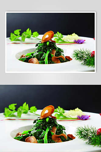 菠菜杏鲍菇食物图片