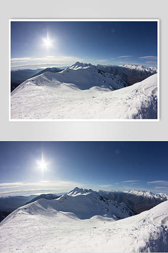 清新雪景山峰图片