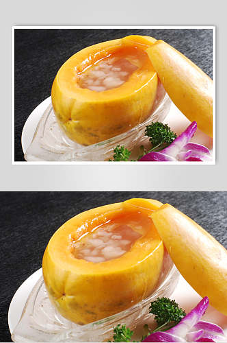 招牌木瓜炖雪蛤美食食品图片