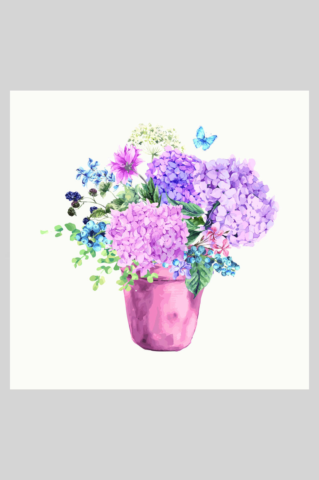 绣球花花卉婚礼邀请函矢量插画素材素材