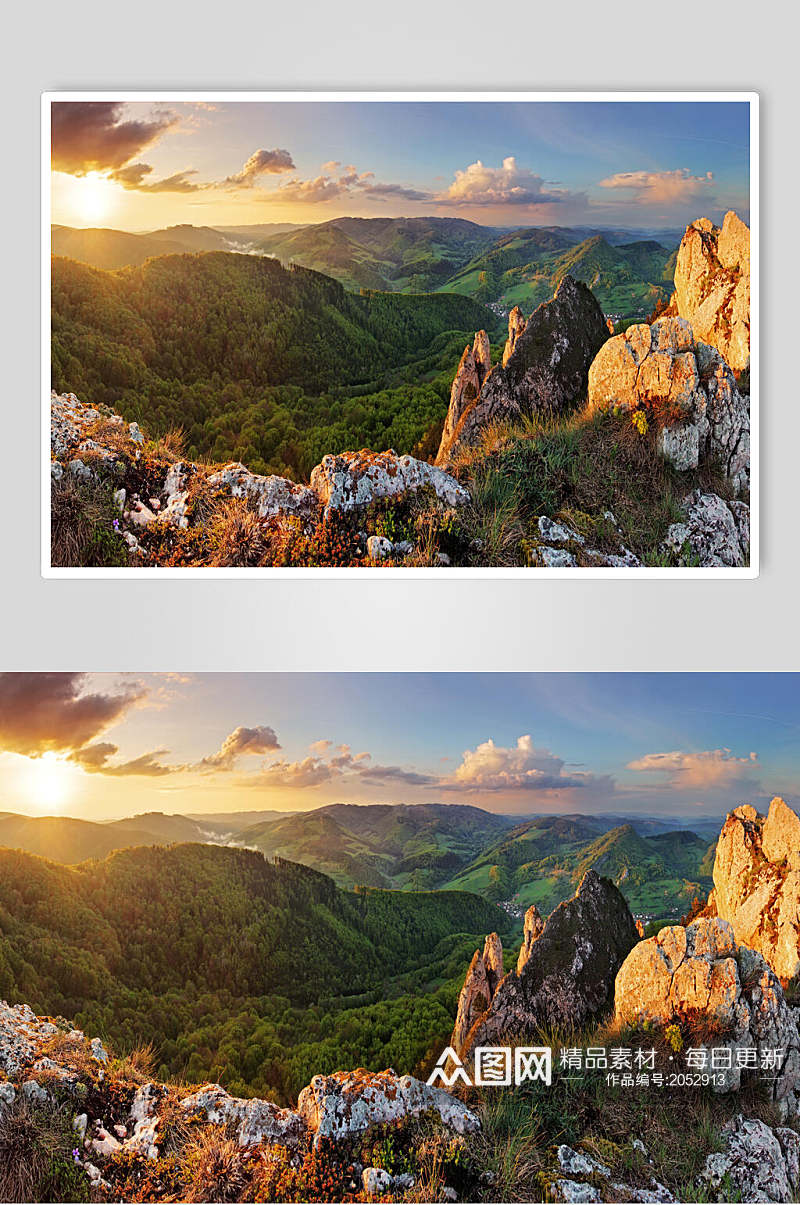 日照山峰山脉风景图片素材