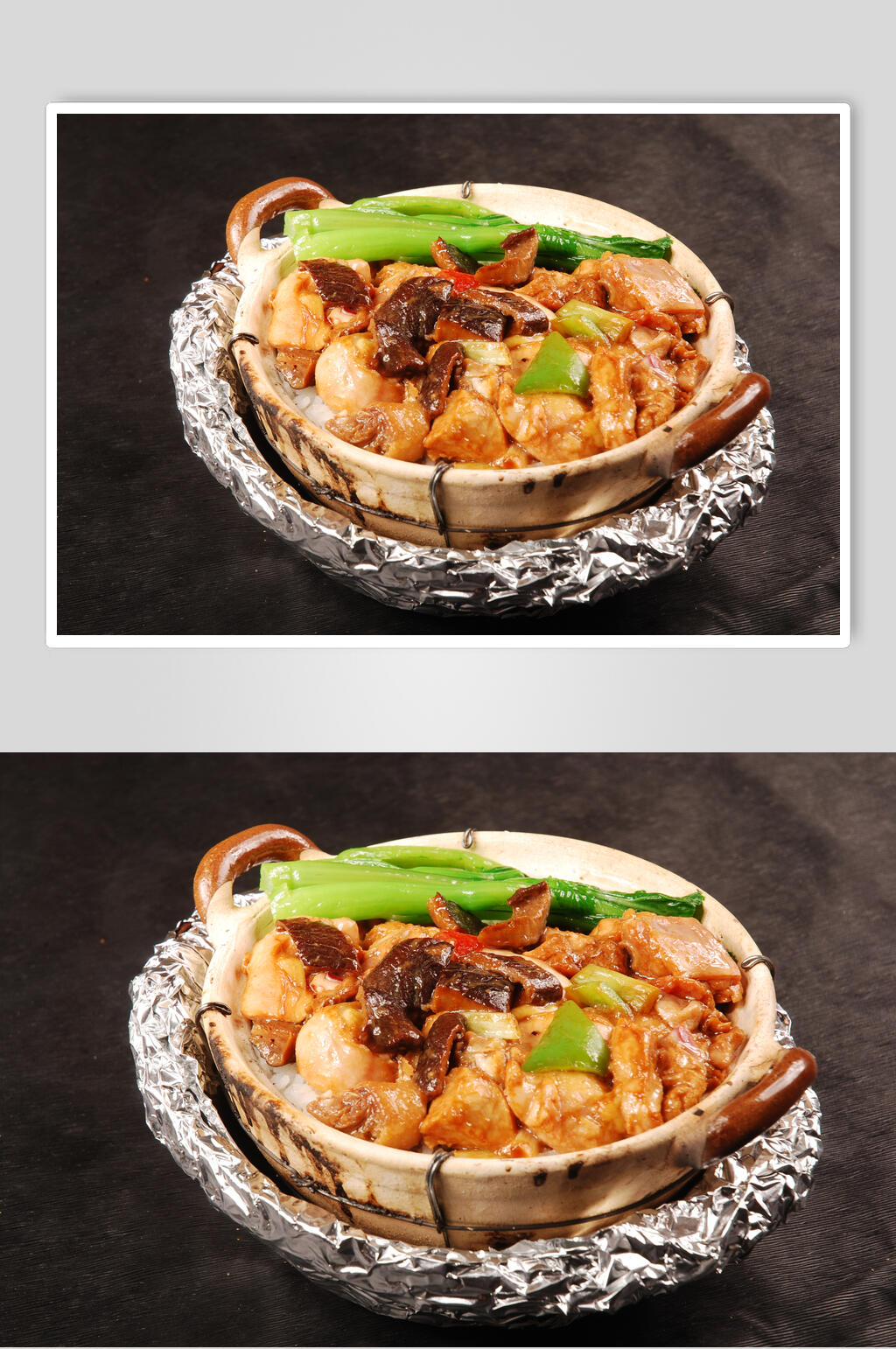 冬菇滑鸡鲍仔饭小美食摄影图片素材