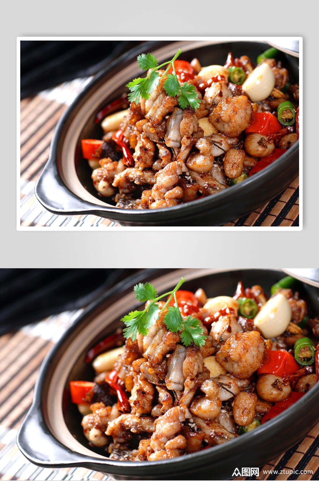煲仔石锅独蒜牛蛙煲美食高清图片素材