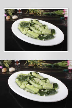 新鲜刀拍黄瓜美食食品图片