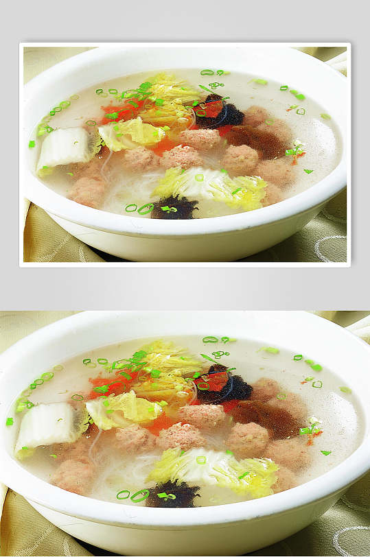 小白菜藕丸汤美食图片