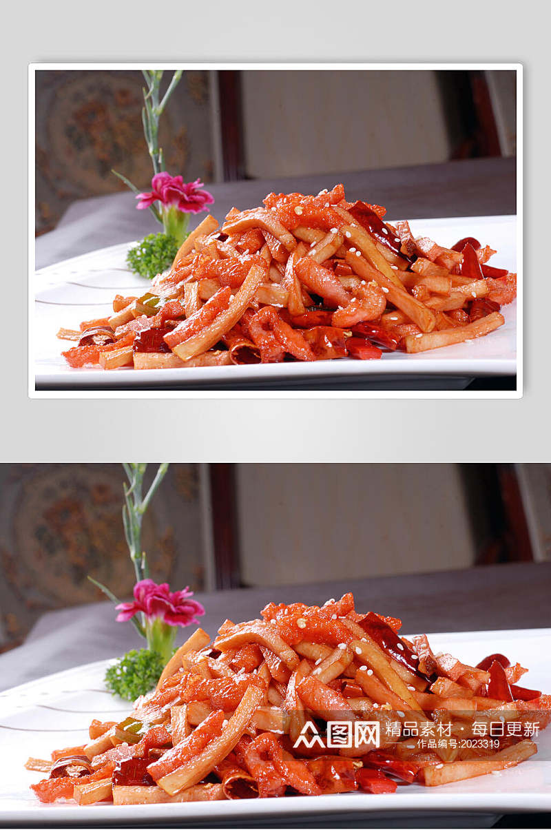 杏鲍菇焗松板美食摄影图片素材