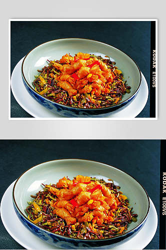 蕨菜炒豆筋摄影图片