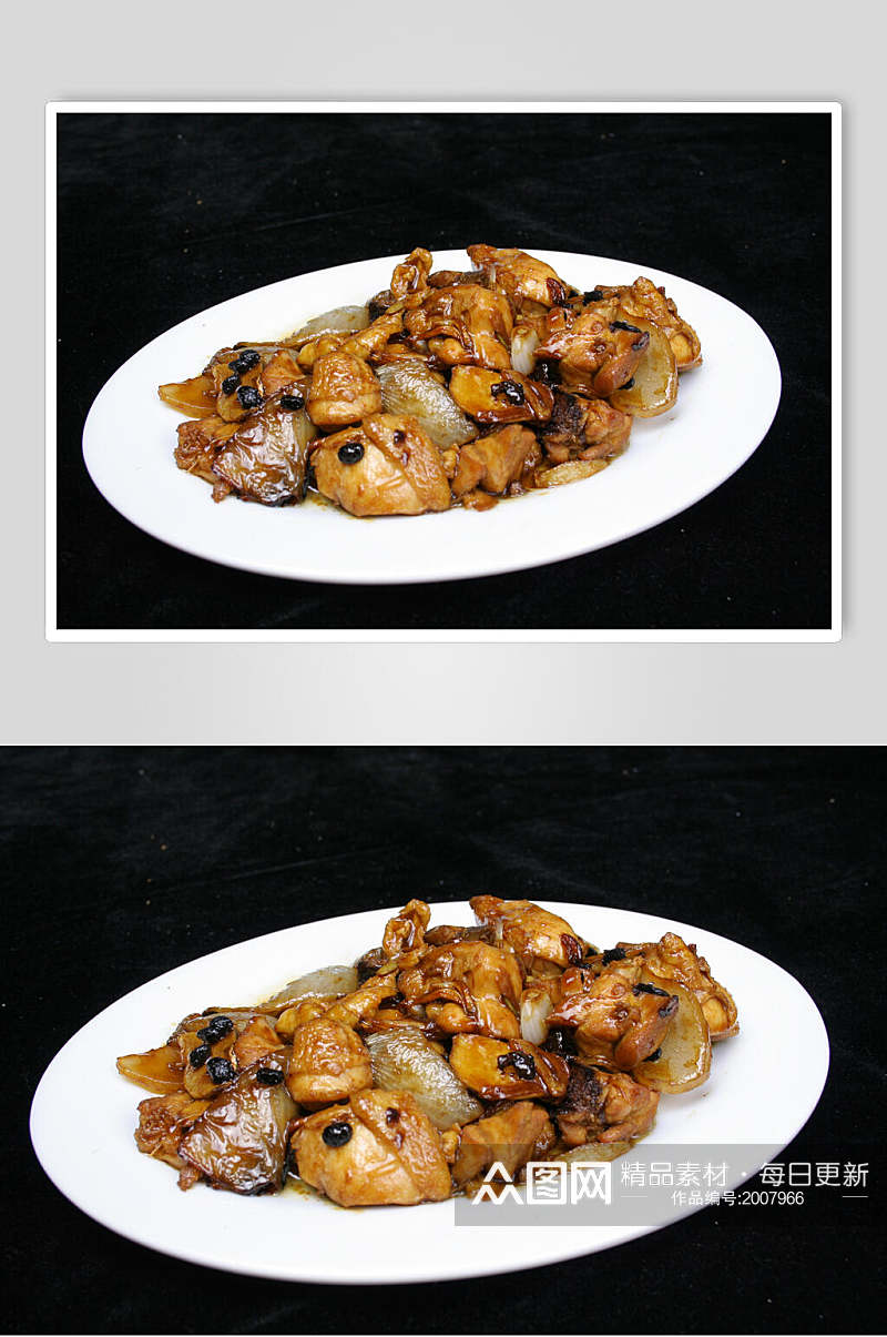 干葱豆豉鸡球食品高清图片素材