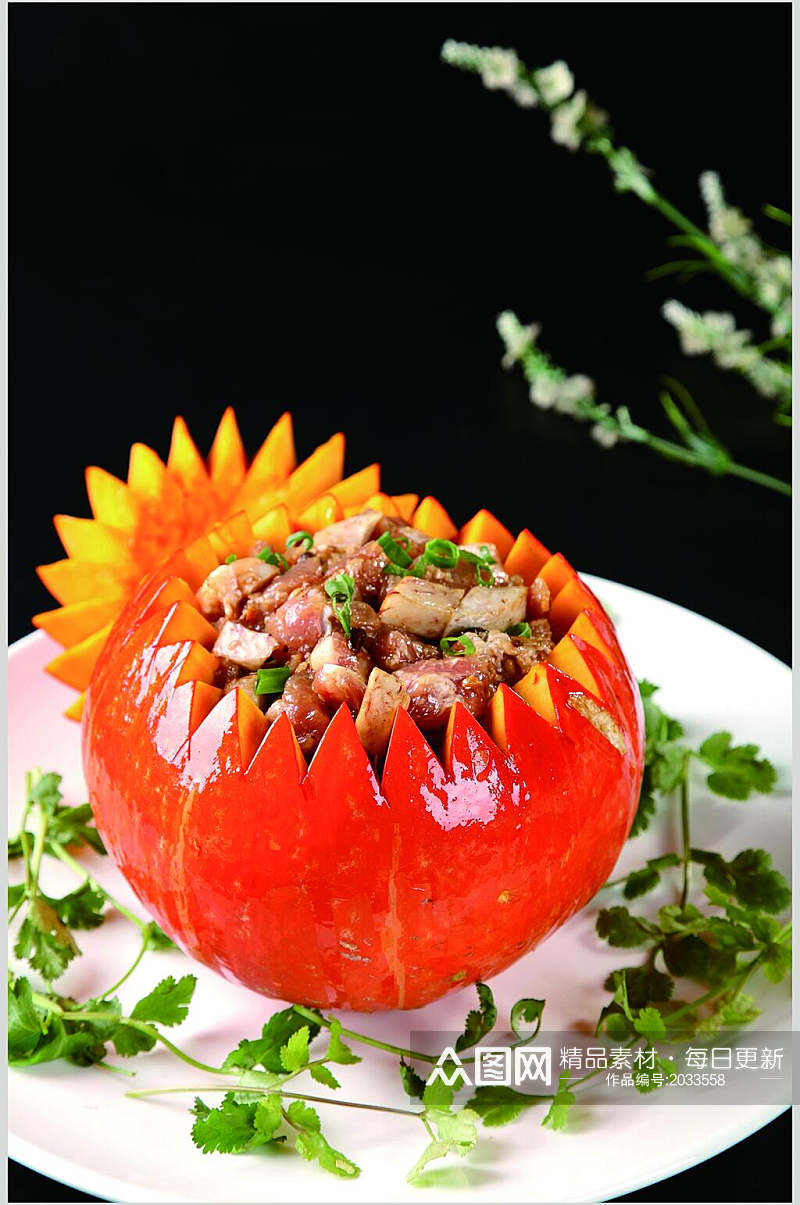 创意香芋排骨南瓜盅食物图片素材