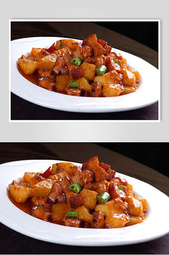小土豆红烧肉美食摄影图片
