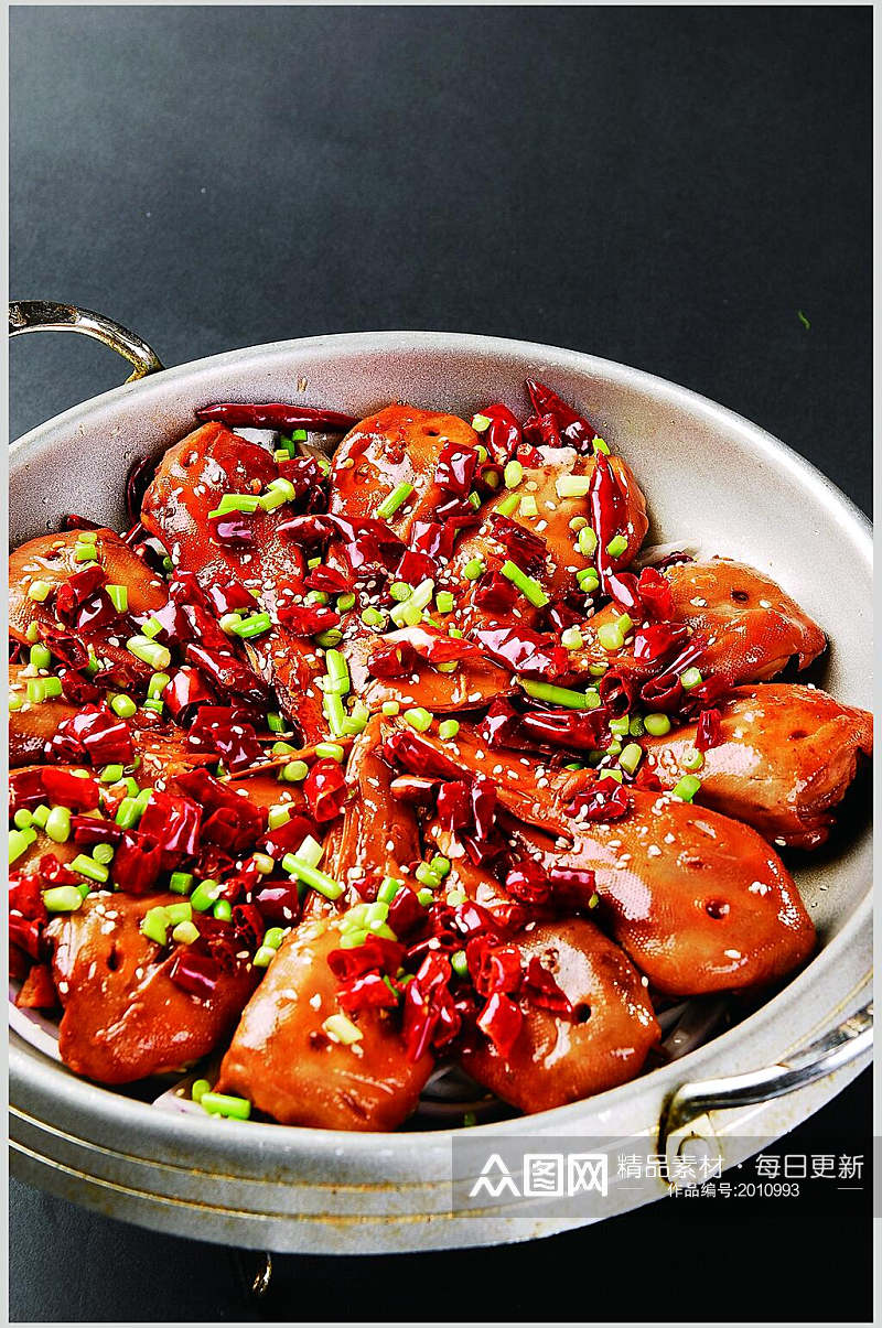 香辣美味干锅鸭头食品摄影图片素材