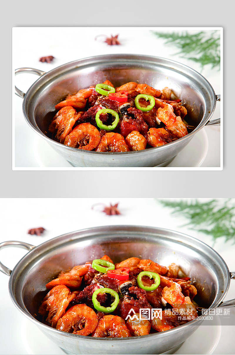 干锅排骨虾美食食品图片素材